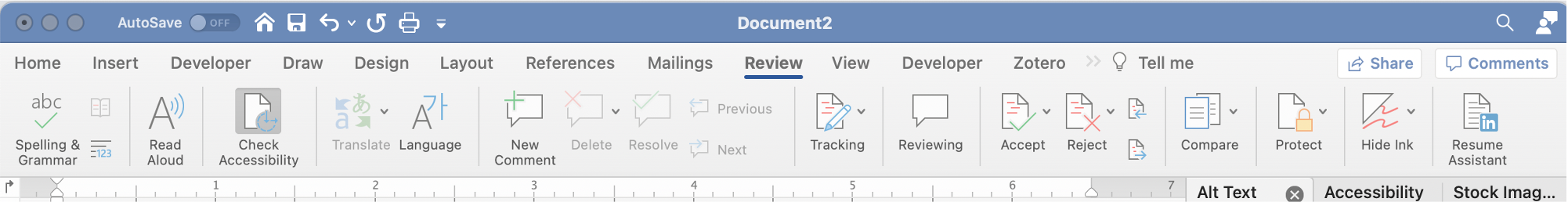  Figure 1. The "Check Accessibility" button in the "Review" tab