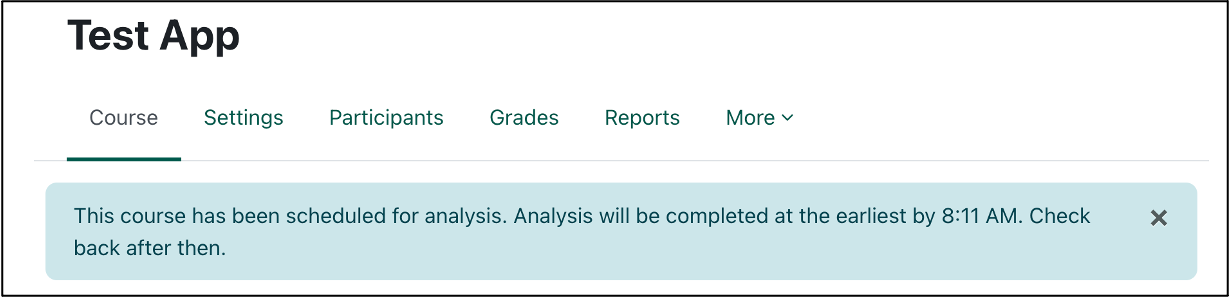 The announcement of the time when the toolkit will be done with the processing