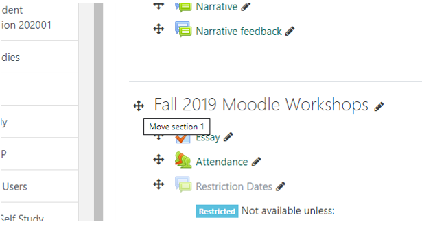 screen shot showing the move icon.