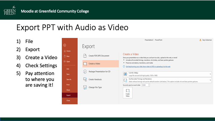 screenshot of export window