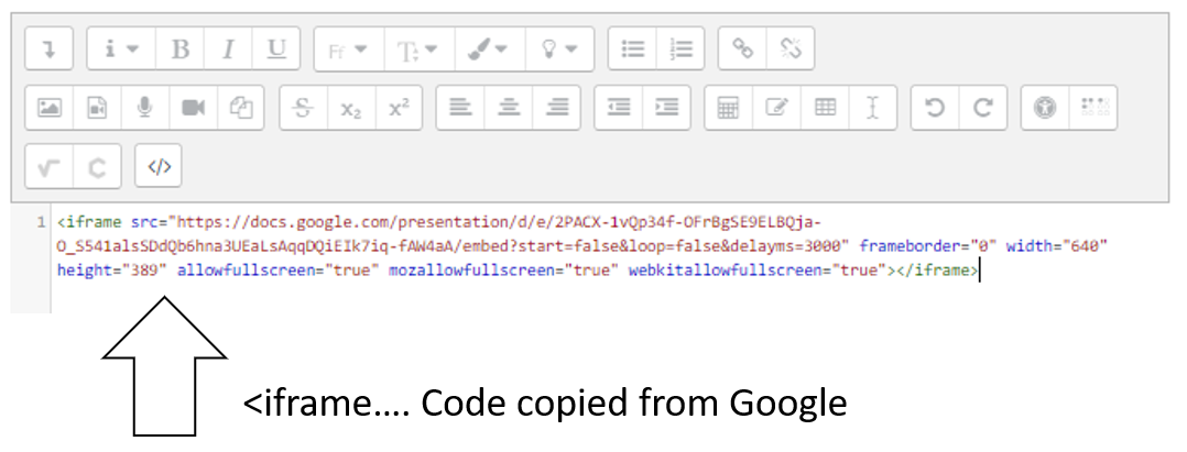 screenshot of copied code