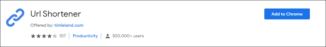 screenshot of the Url shortened to install