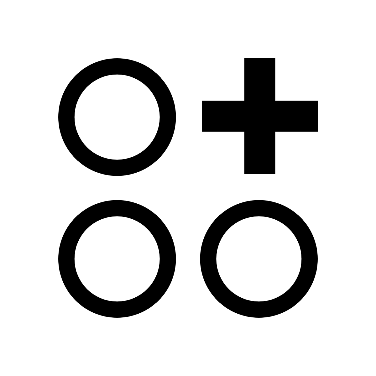 Three circles with one plus sign