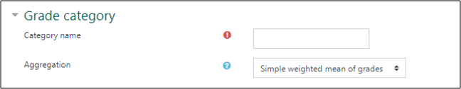 screenshot of grade category