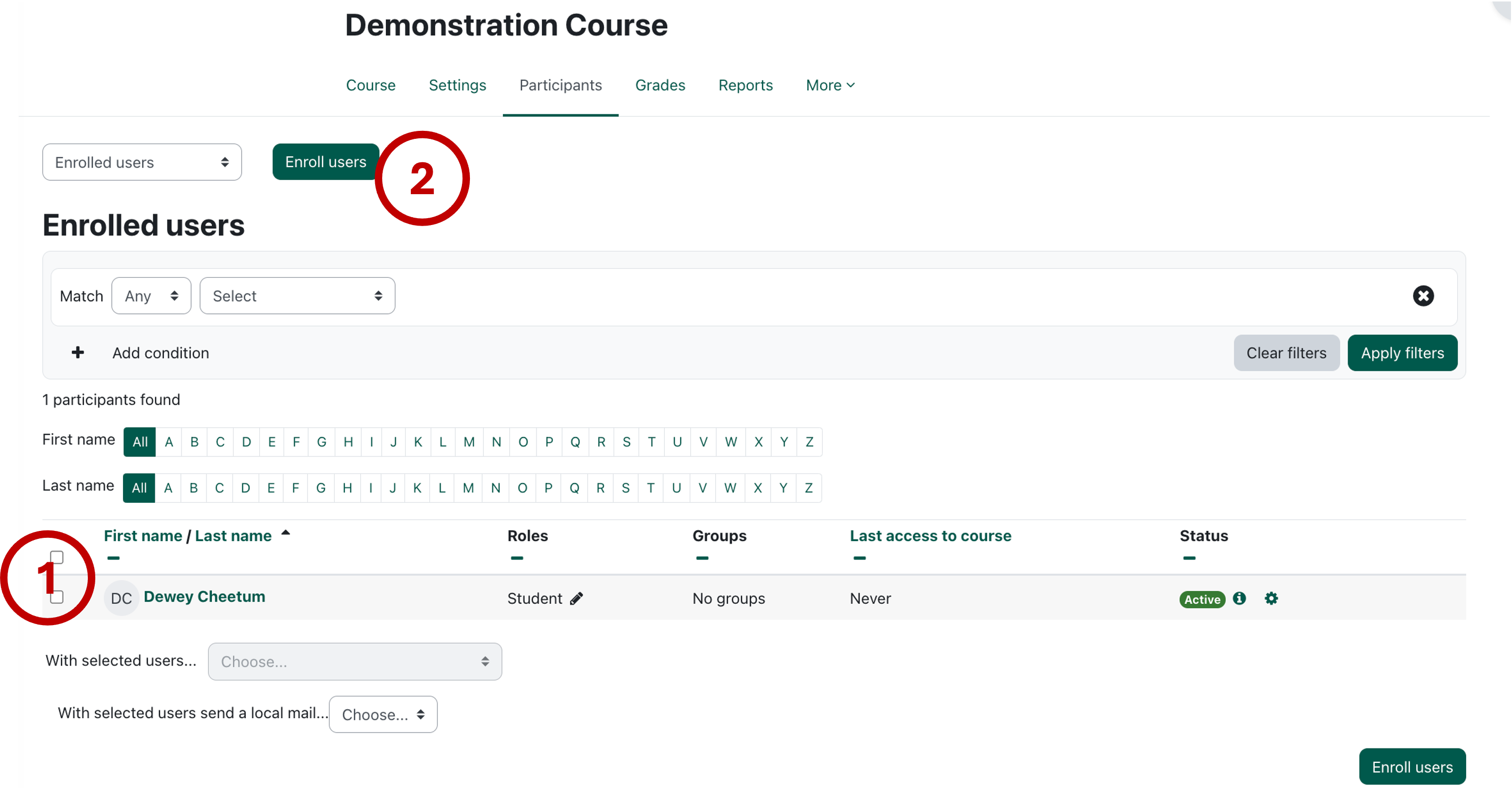 students and enroll iusers highlighte
