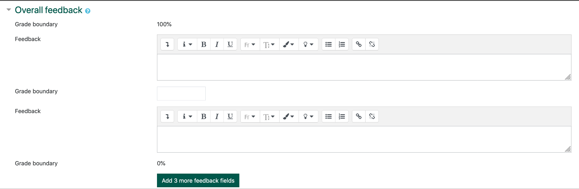 screenshot of overall feedback settings
