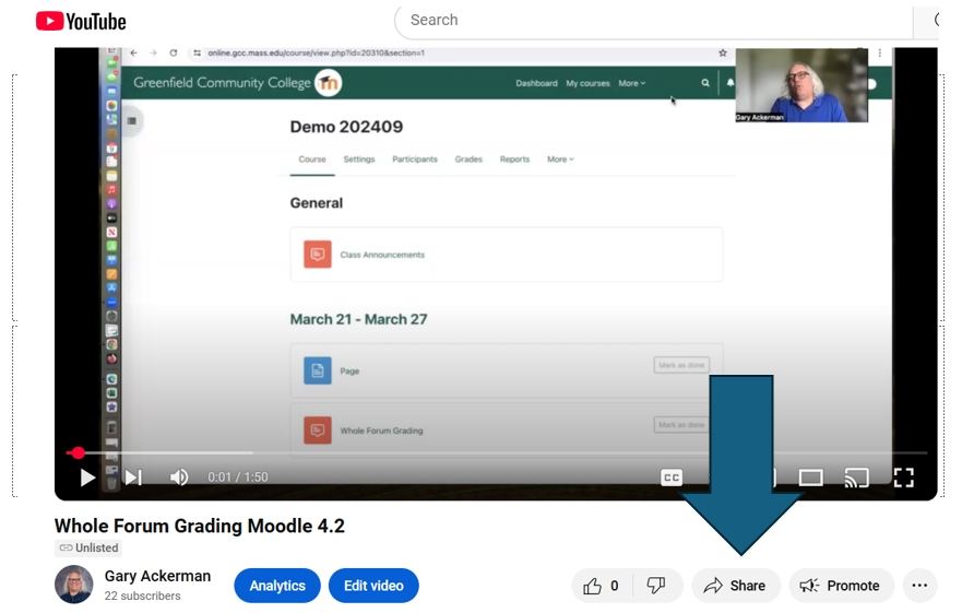 share button in YouTube