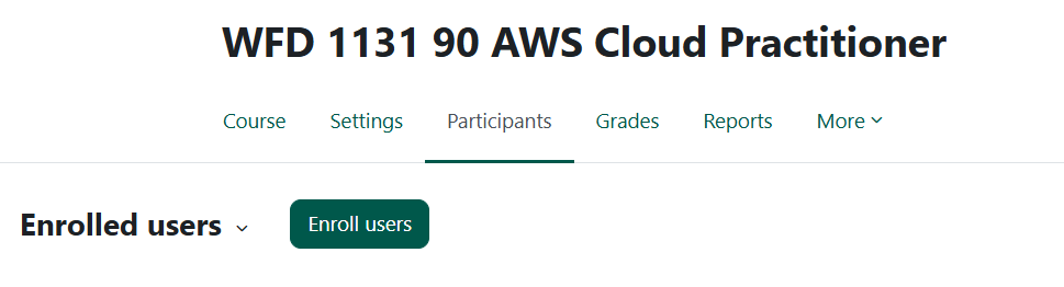 the enroll users button in Moodle participants page