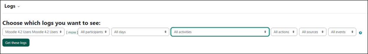 the logs filter page