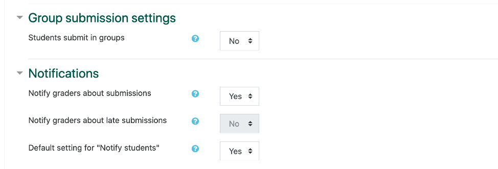 screenshot of group submissions