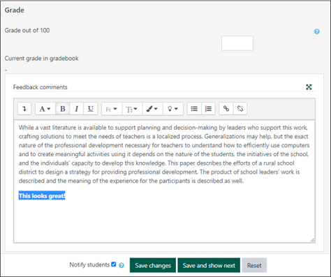 grading the assignmnet