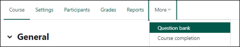 the question bank option in the more menu