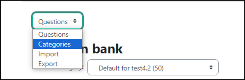 the categories option in the question menu