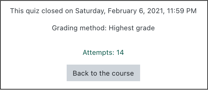screens shot showing the link for the quiz attempts