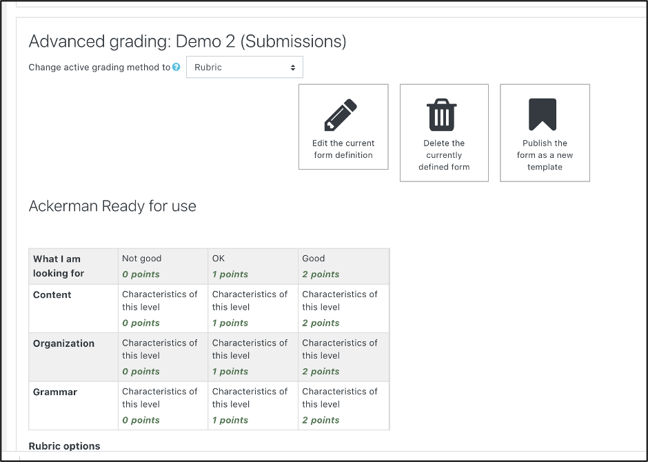 screenshot fo the advanced grading window