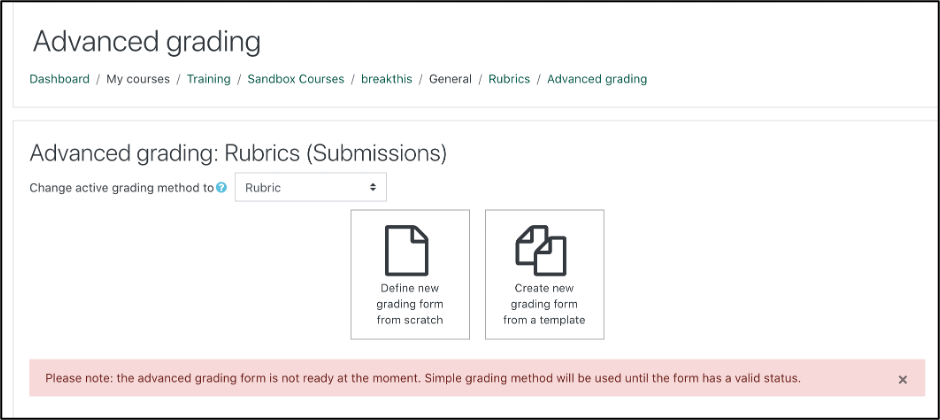 screenshot of the advanced grading window