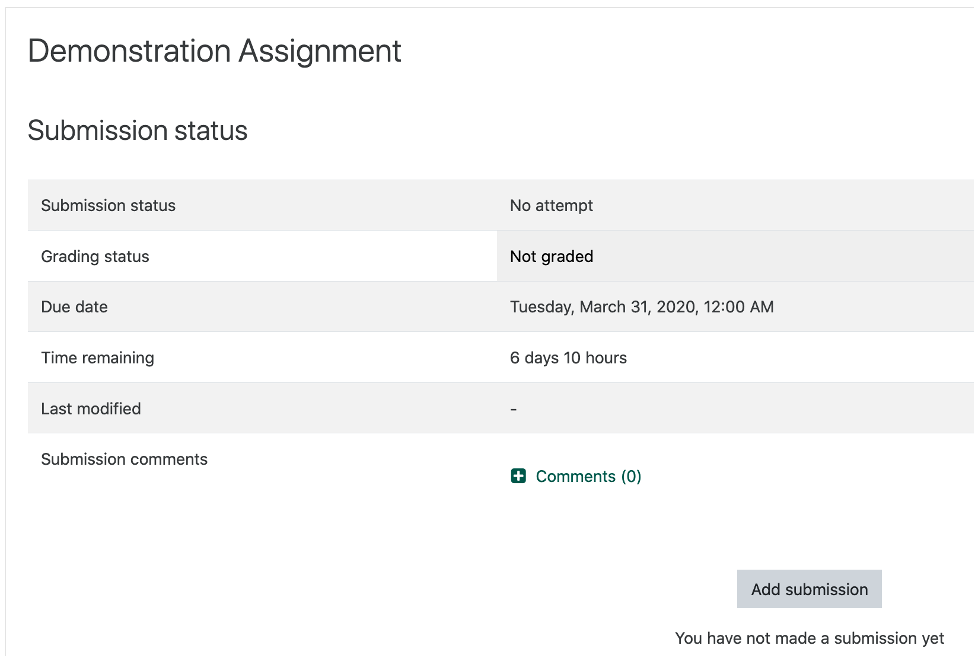 screenshot of add submission button