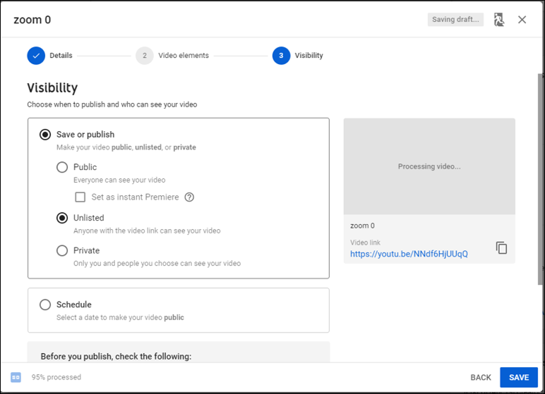 screenshot of visibility box