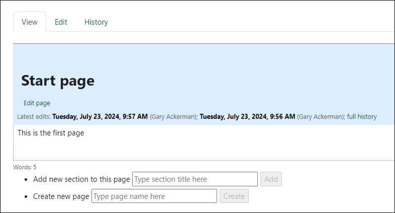 wiki options after page is first created