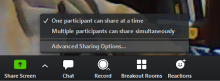 screenshot of the advanced sharing options button