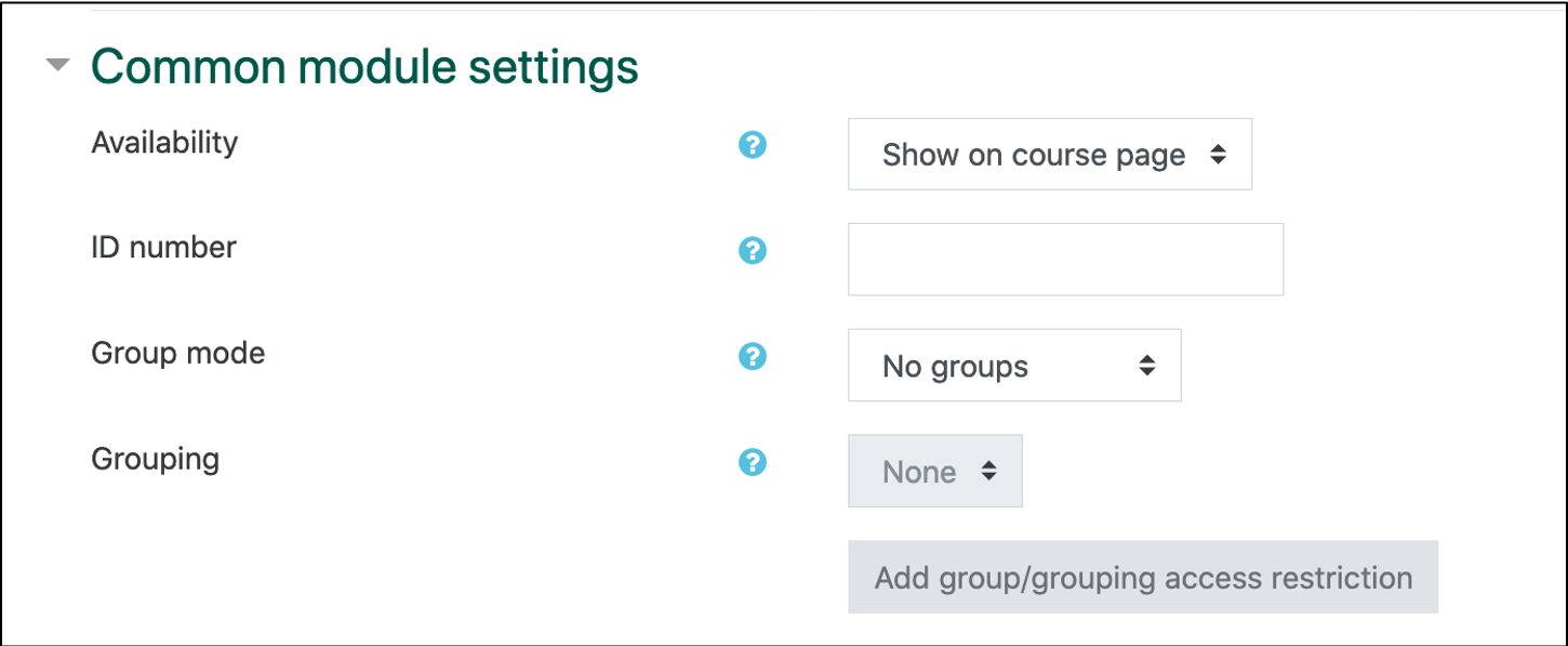 screenshot of common module settings