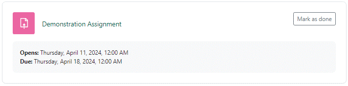 an example of an assignment link in Moodle