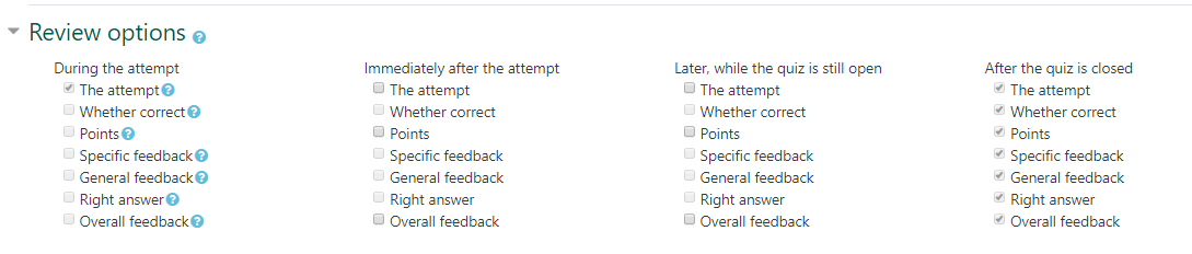 screen shot of "Review options"