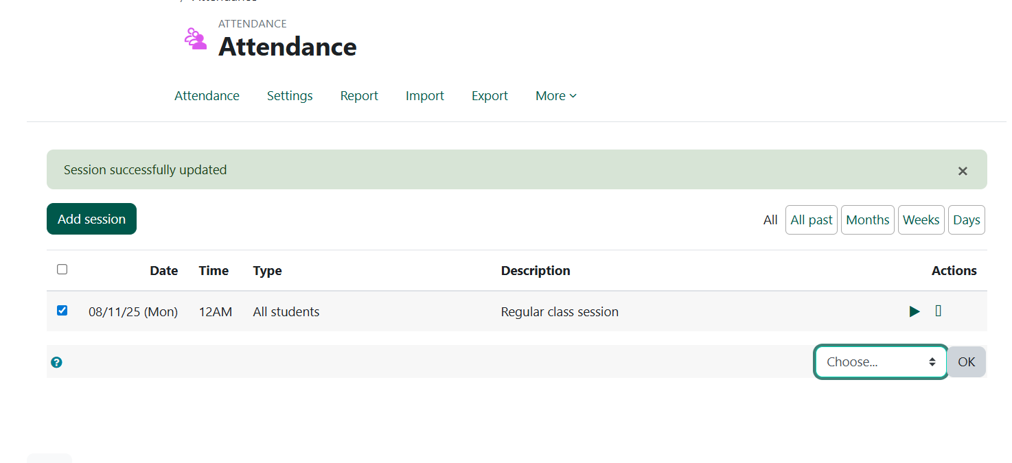 choose sessions to delete