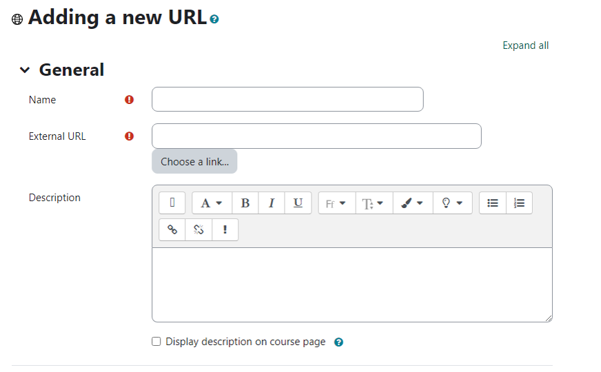 add url dialogue box