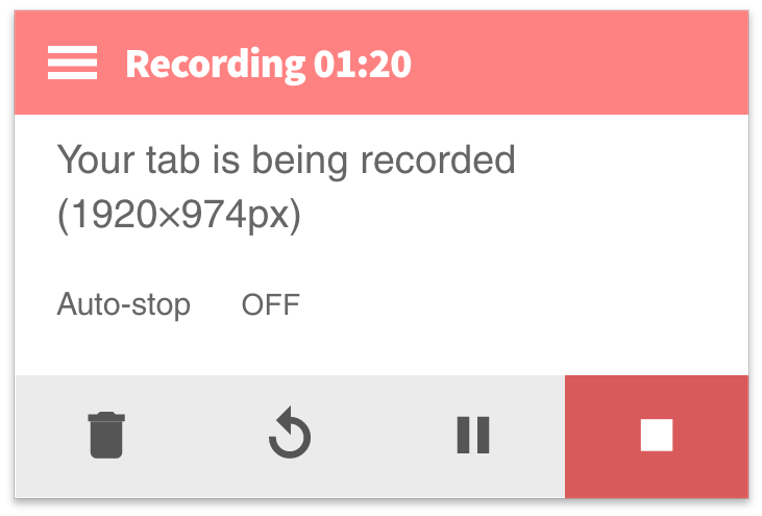 screenshot of recording controls