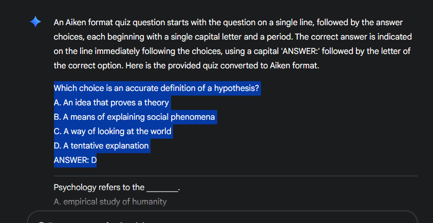 the questions highlighted