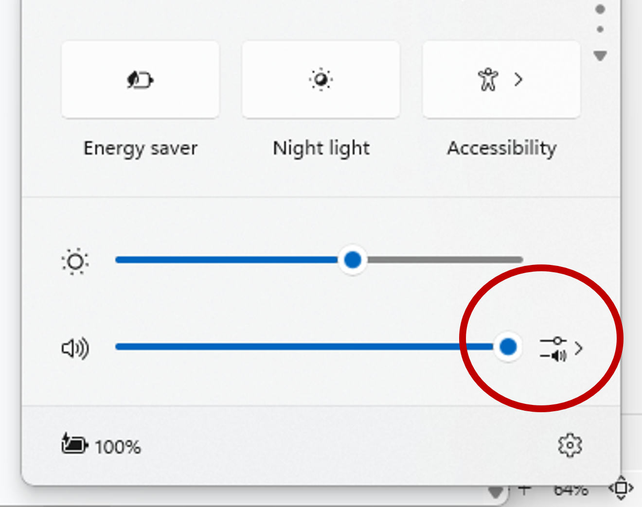 the button to open the audio options