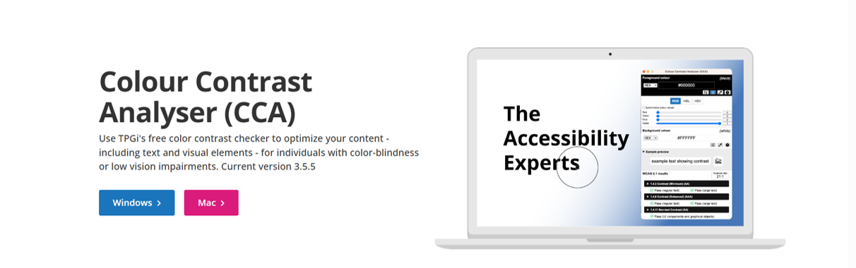 The TGPi web site were you can download the color contrast analyzer