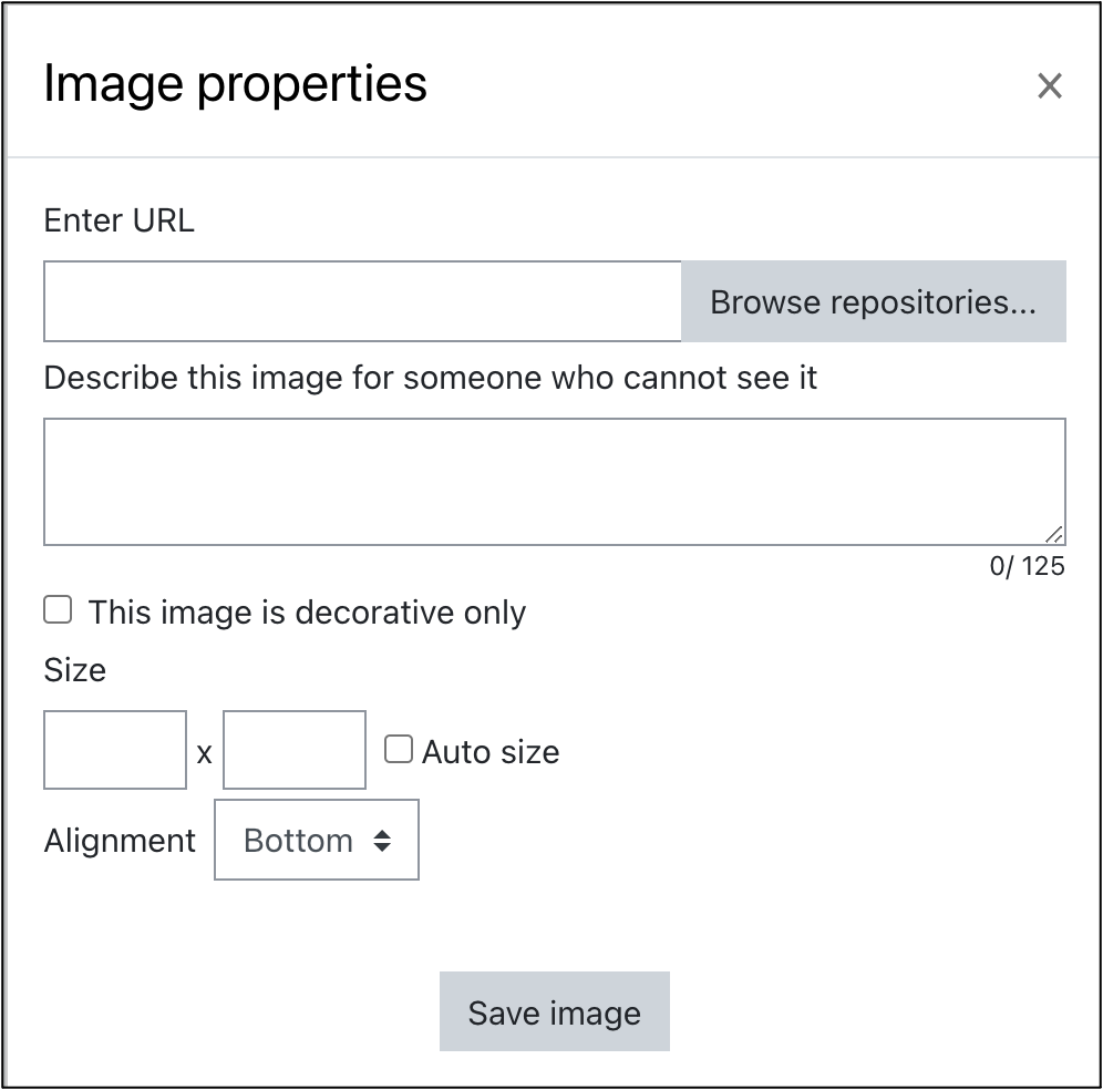screenshot of the image properties dialog box with the alternative text box highlighted