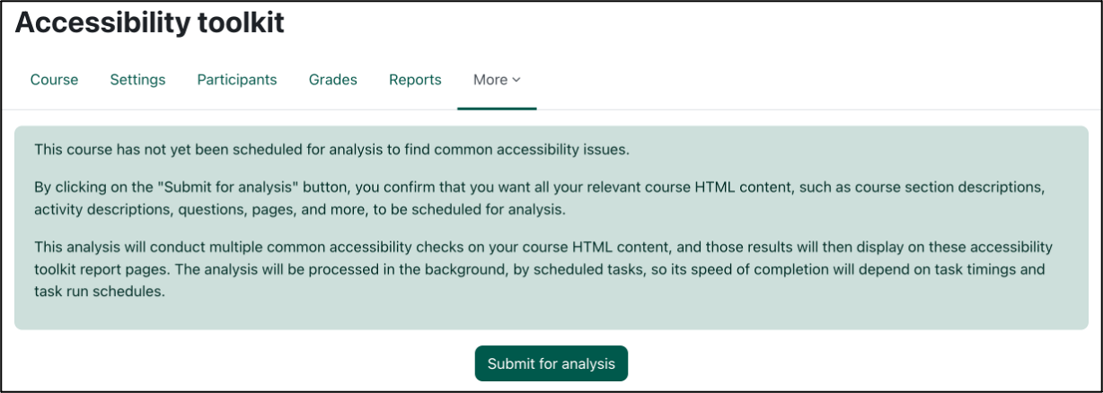 The submit for analysis button