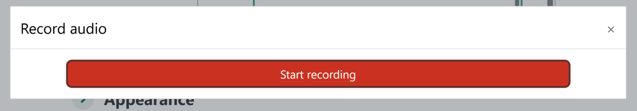 the start recording button in Moodle