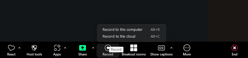 record to the computer option in Zoom