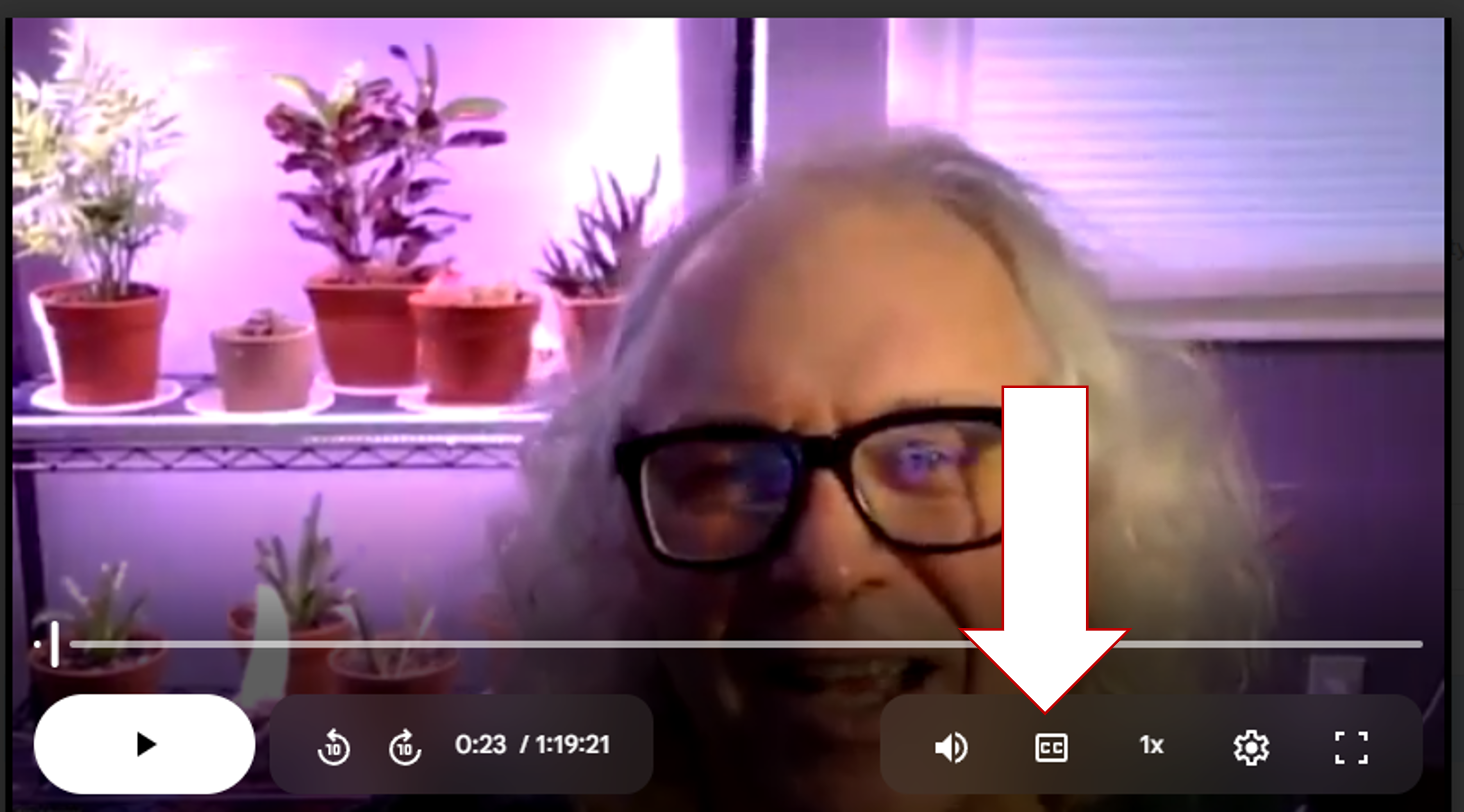 a video with the closed caption icon highlighted