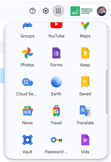 the google vids icon in the google apps menu